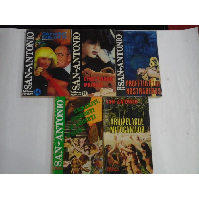 SAN-ANTONIO 5 romane - CINE TRAGE PRIMUL / SARUTARI UNDE STII TU / PROFETIILE LUI NOSTRABERUS / ARHIPELAGUL MITOCANILOR / URMARITI, PRINDETI SI ADUCETI: WHISKY SAN-ANTONIO 5 romane - CINE TRAGE PRIMUL / SARUTARI UNDE STII TU / PROFETIILE LUI NOSTRABERUS / ARHIPELAGUL MITOCANILOR / URMARITI, PRINDETI SI ADUCETI: WHISKY